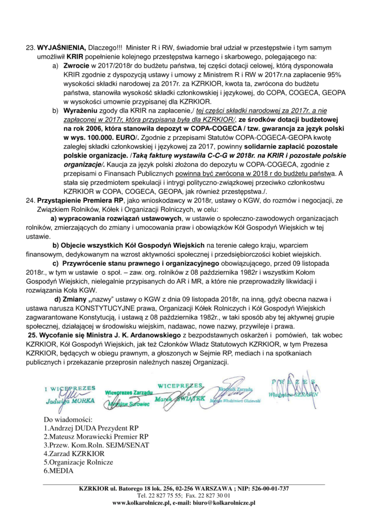 Archiwum KZRKiOR: Wnioski i żądania polskich rolników!