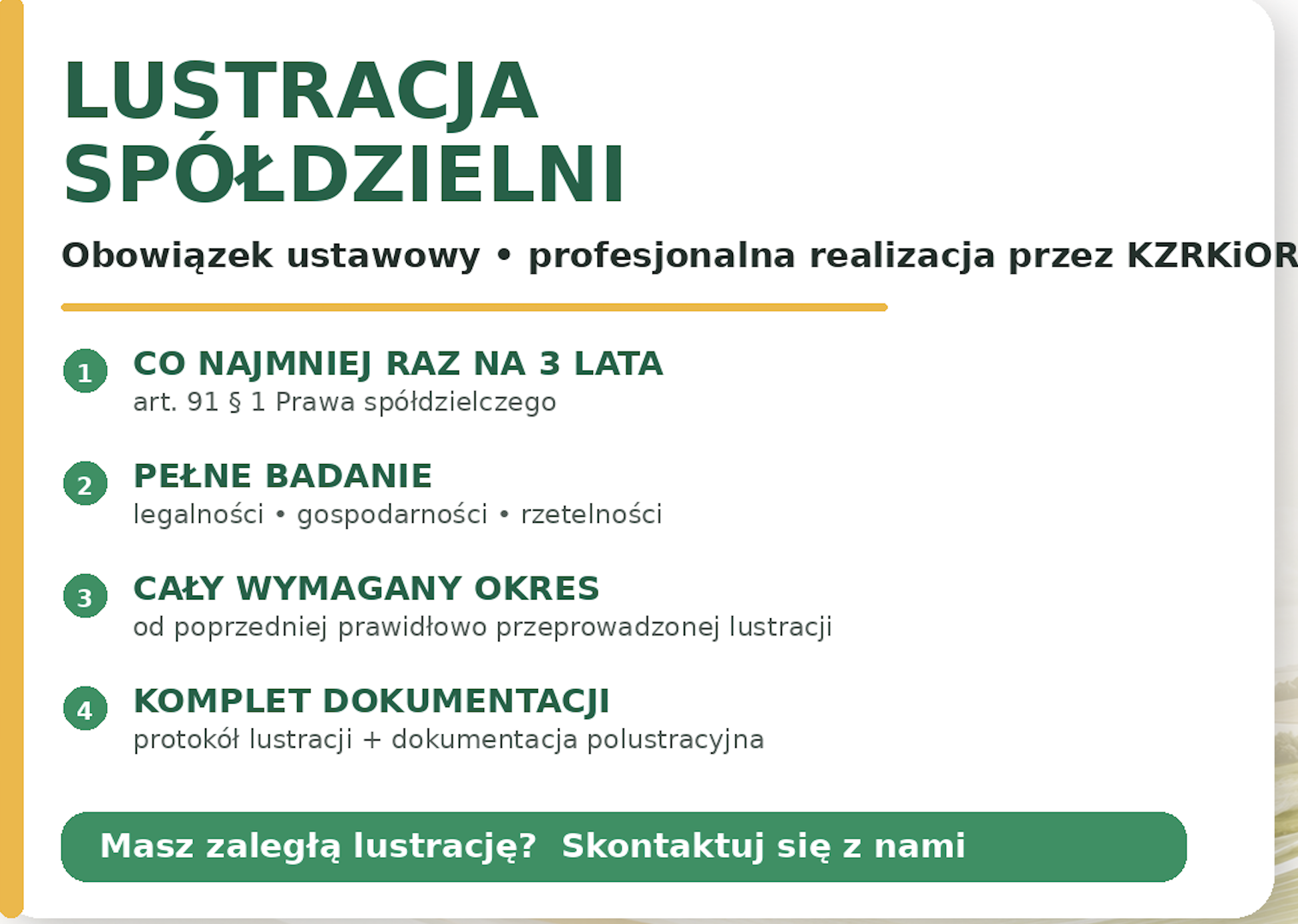 Przypomnienie o obowiązku lustracji i korzyściach z jej przeprowadzenia.